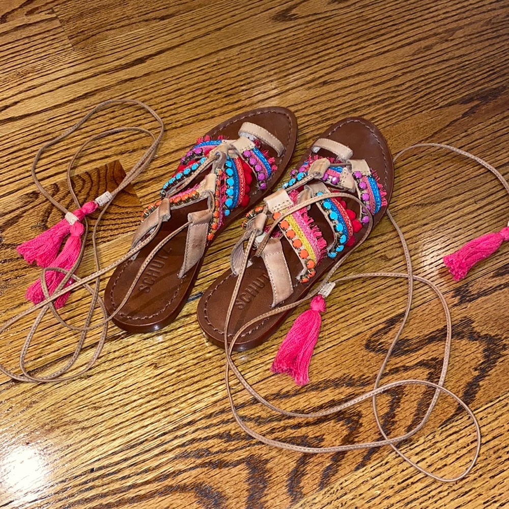 Schultz Beaded Lace Up Sandal Size 6